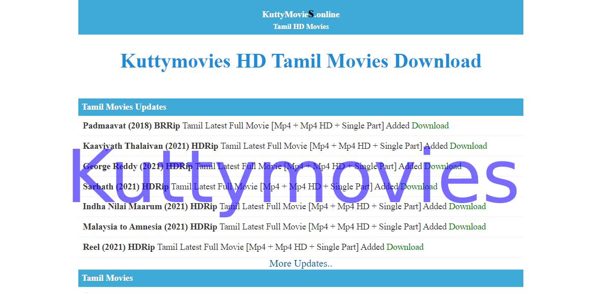 Tamilrockers Kuttymovies 2021: New Tamil Movies Download Site