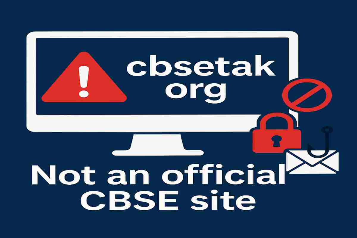 Warning banner for cbsetak org fake CBSE result site